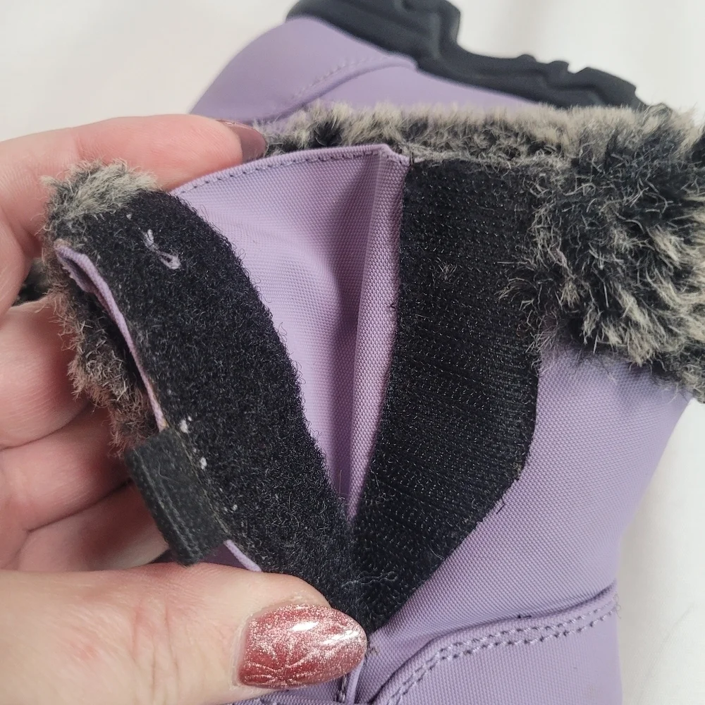 Lands End Little Girls Lilac Faux Fur Lined Winter Boots Size 5M